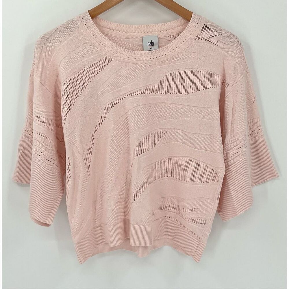 Cabi Shy‎ Pullover Sweater Boxy Oversized Blush Zebra Pink Women XS 5631